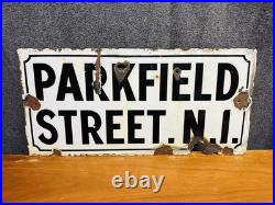 Original vintage enamel London street sign Parkfield Street, Islington N1