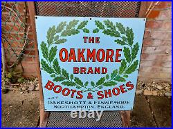 Original vintage enamel sign'The Oakmore Brand Boots & Shoes' of Northampton
