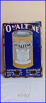 Ovaltine Antique Vintage Advertisement Tin Enamel Porcelain Sign Board Old F-80