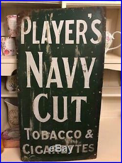 PLAYERS NAVY CUT TOBACCO & CIGARETTES Enamel Advertising Sign. Original Vintage