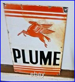 PLUME VACUUM OIL CO. Original Vintage Enamel Sign