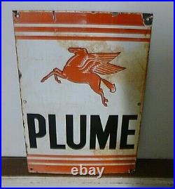 PLUME VACUUM OIL CO. Original Vintage Enamel Sign