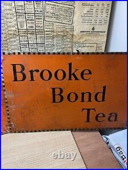 Pair ORIGINAL BROOK BOND TEA ENAMEL ADVERTISING VINTAGE SIGN Shop Display