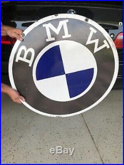Pair Of Vintage BMW Porcelain Dealer Enamel Metal sign 30x30 (LARGE)