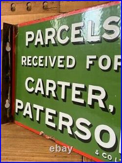 Parcels For Carter Paterson & Co Vintage Double Sided Enamel Advertising Sign