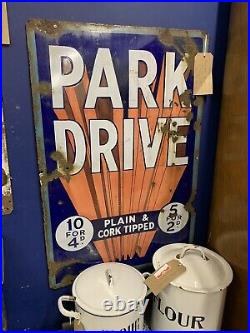 Park Drive for Pleasure Vintage Original Cigarettes Advertising Enamel Sign