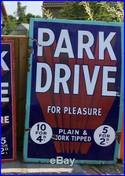 Park drive enamel sign advertising cigarette vintage shop petrol can oil cards
