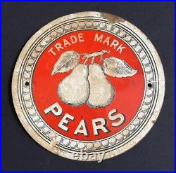 Pears Soap Enamel Sign Porcelain Vintage Advertising Original Plaque Trademark