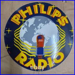Philips Radio Porcelain Enamel Sign 29 X 29 Inches
