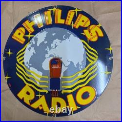 Philips Radio Porcelain Enamel Sign 29 X 29 Inches