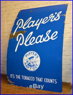 Player's Please Tobacco enamel sign advertising mancave garage metal vintage ret