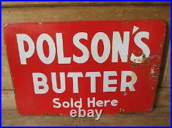 Polson's Butter/ coffee enamel sign. Advertising sign. Kitchenalia. Vintage sign