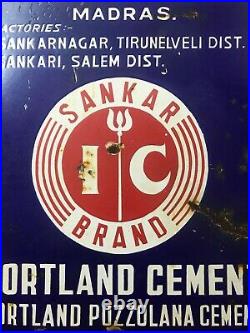Portland Pozzolana Cement Original Vintage Advt Tin Enamel Porcelain Sign Board