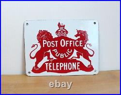 Post Office Vintage Public Telephone sign Enamel Rare Antique