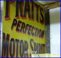 Pratts Perfection Motor Spirit Enamel Sign Petroliana Automobilia Vintage Garage