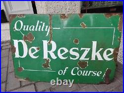 Quality De Reszke Of Course!' Vintage Cigarette Enamel Advertising Sign