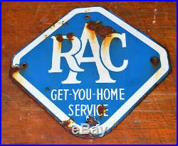 RAC enamel sign advertising decor mancave garage metal vintage antique motor pet