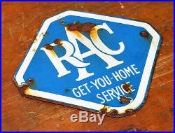 RAC enamel sign advertising decor mancave garage metal vintage antique motor pet