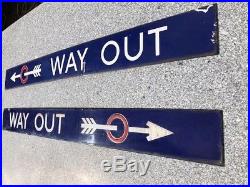 RARE AUTHENTIC VINTAGE ENAMEL London Underground WAY OUT SIGNS