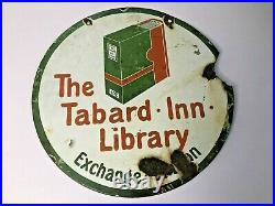 RARE Enamel Sign The Tabard Inn Library Double Sided Original