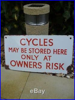 RARE OLD BICYCLE ENAMEL SIGN. PRICED TO SELL. Vintage Cycle Bike Shed Man Cave