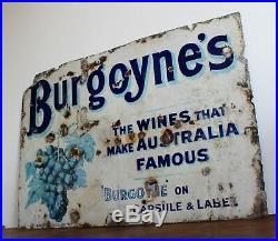 RESERVED Burgoyne's wine enamel sign advertising decor mancave metal vintage