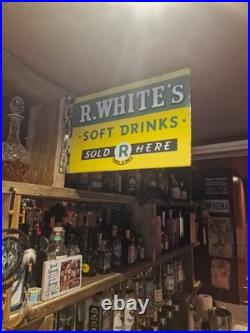 R. White's Soft Drinks Vintage Sign Original enamel double sided