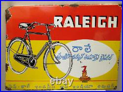 Raleigh Cycle Vintage Enamel Porcelain Sign Antique Bicycle Advertising Collect