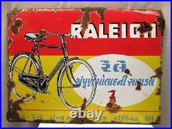 Raleigh Cycle Vintage Porcelain Enamel Sign Board Bicycle Shop Display Advertis