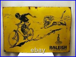 Raleigh The All Steel Bicycle Vintage Porcelain Enamel Sign Board Collectibles