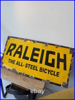Raleigh Vintage Porcelain Enamel Sign Man Cave/cycling / BMX / Burner / Large Raleigh Vintage Porcelain Enamel Sign Man Cave/cycling / BMX / Burner / Large