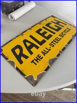 Raleigh Vintage Porcelain Enamel Sign Man Cave/cycling / BMX / Burner / Large Raleigh Vintage Porcelain Enamel Sign Man Cave/cycling / BMX / Burner / Large