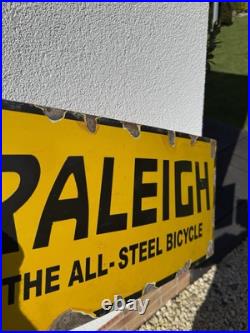 Raleigh Vintage Porcelain Enamel Sign Man Cave/cycling / BMX / Burner / Large Raleigh Vintage Porcelain Enamel Sign Man Cave/cycling / BMX / Burner / Large