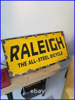 Raleigh Vintage Porcelain Enamel Sign Man Cave/cycling / BMX / Burner / Large Raleigh Vintage Porcelain Enamel Sign Man Cave/cycling / BMX / Burner / Large