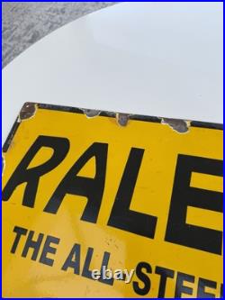 Raleigh Vintage Porcelain Enamel Sign Man Cave/cycling / BMX / Burner / Large Raleigh Vintage Porcelain Enamel Sign Man Cave/cycling / BMX / Burner / Large