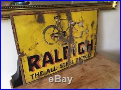Raleigh orignal vintage enamel advertising sign rare