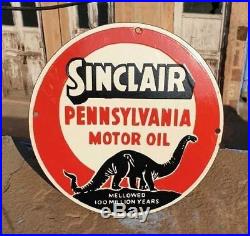 Rare 1930s Old Antique Vintage Sinclair Motor Oil Ad Porcelain Enamel Sign Board