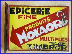 Rare Antique Enamel Sign French Advertising Sign Vintage Shop Sign 2 Sided