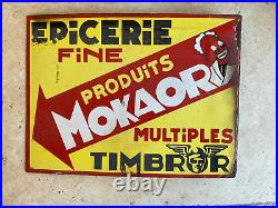 Rare Antique Enamel Sign French Advertising Sign Vintage Shop Sign 2 Sided