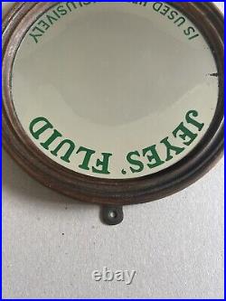 Rare Antique Vintage Jeyes Fluid Advertising Mirror Shop Tin Enamel Sign Kitchen