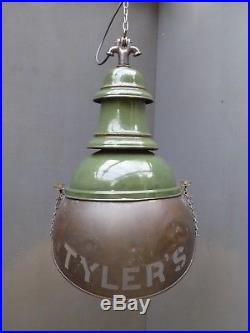 Rare Antique Vintage Tyler's Boots Enamel Advertising Pendant Light Lamp Sign