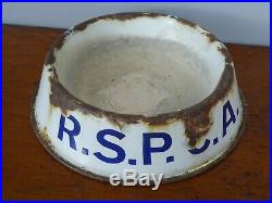 Rare Early Antique Vintage RSPCA Enamel Advertising Dog Bowl Sign
