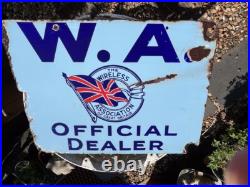 Rare Find Original vintage enamel shop sign'W. A The Wireless Association Dealer Rare Find Original vintage enamel shop sign'W. A The Wireless Association Dealer