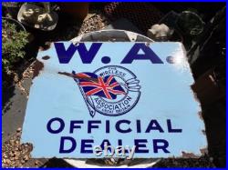 Rare Find Original vintage enamel shop sign'W. A The Wireless Association Dealer Rare Find Original vintage enamel shop sign'W. A The Wireless Association Dealer