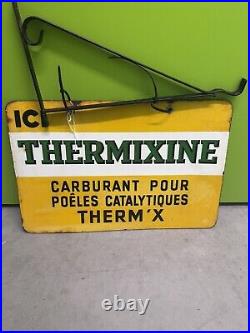Rare French Vintage Double Sided ICI Thermixine Enamel Sign