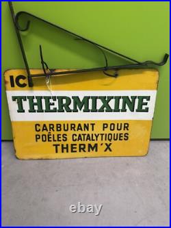 Rare French Vintage Double Sided ICI Thermixine Enamel Sign
