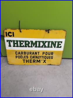 Rare French Vintage Double Sided ICI Thermixine Enamel Sign