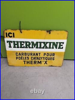 Rare French Vintage Double Sided ICI Thermixine Enamel Sign