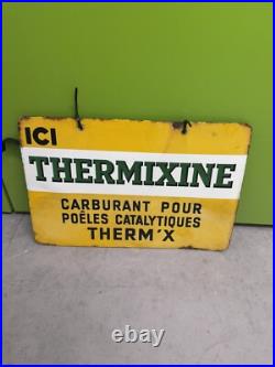 Rare French Vintage Double Sided ICI Thermixine Enamel Sign
