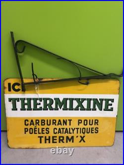 Rare French Vintage Double Sided ICI Thermixine Enamel Sign